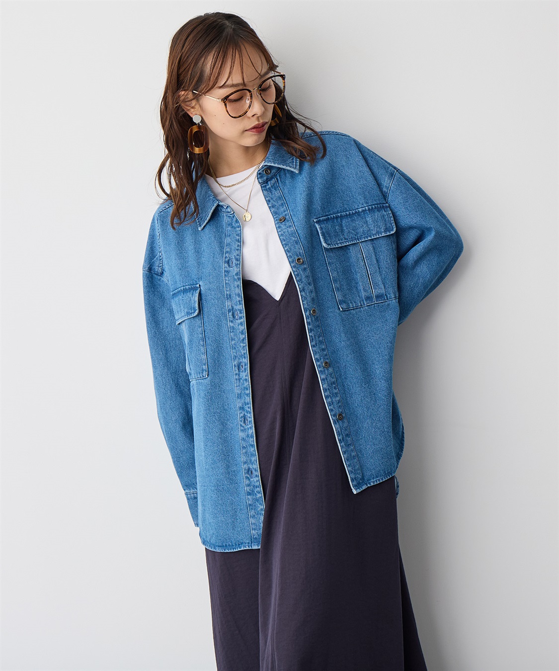 anyfee 【anyfee/プラスサイズ】BIGポケットデニムシャツ_sub_14