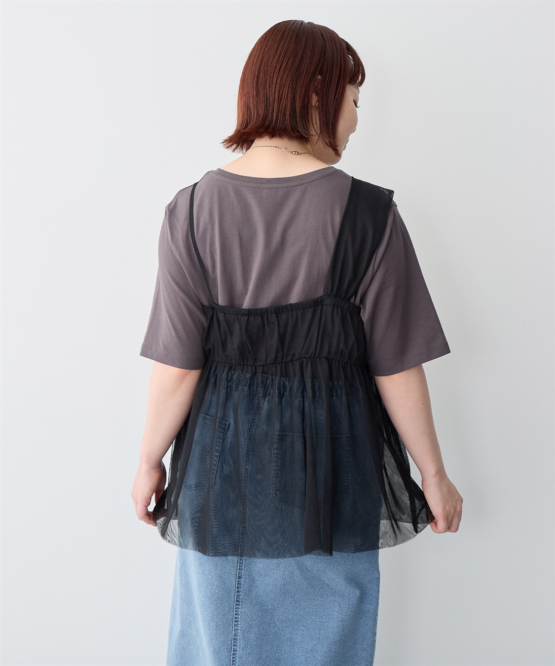 Life Style by cross marche 【anyfee/プラスサイズ】チュールアシンメトリーデザインキャミソール_sub_4