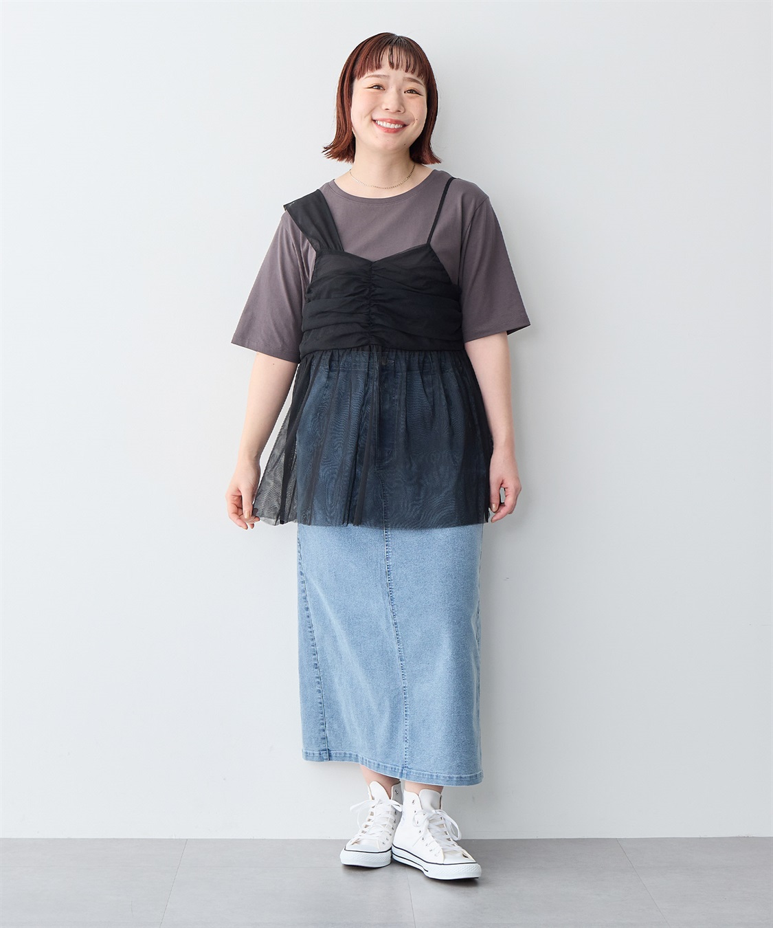 Life Style by cross marche 【anyfee/プラスサイズ】チュールアシンメトリーデザインキャミソール_sub_5