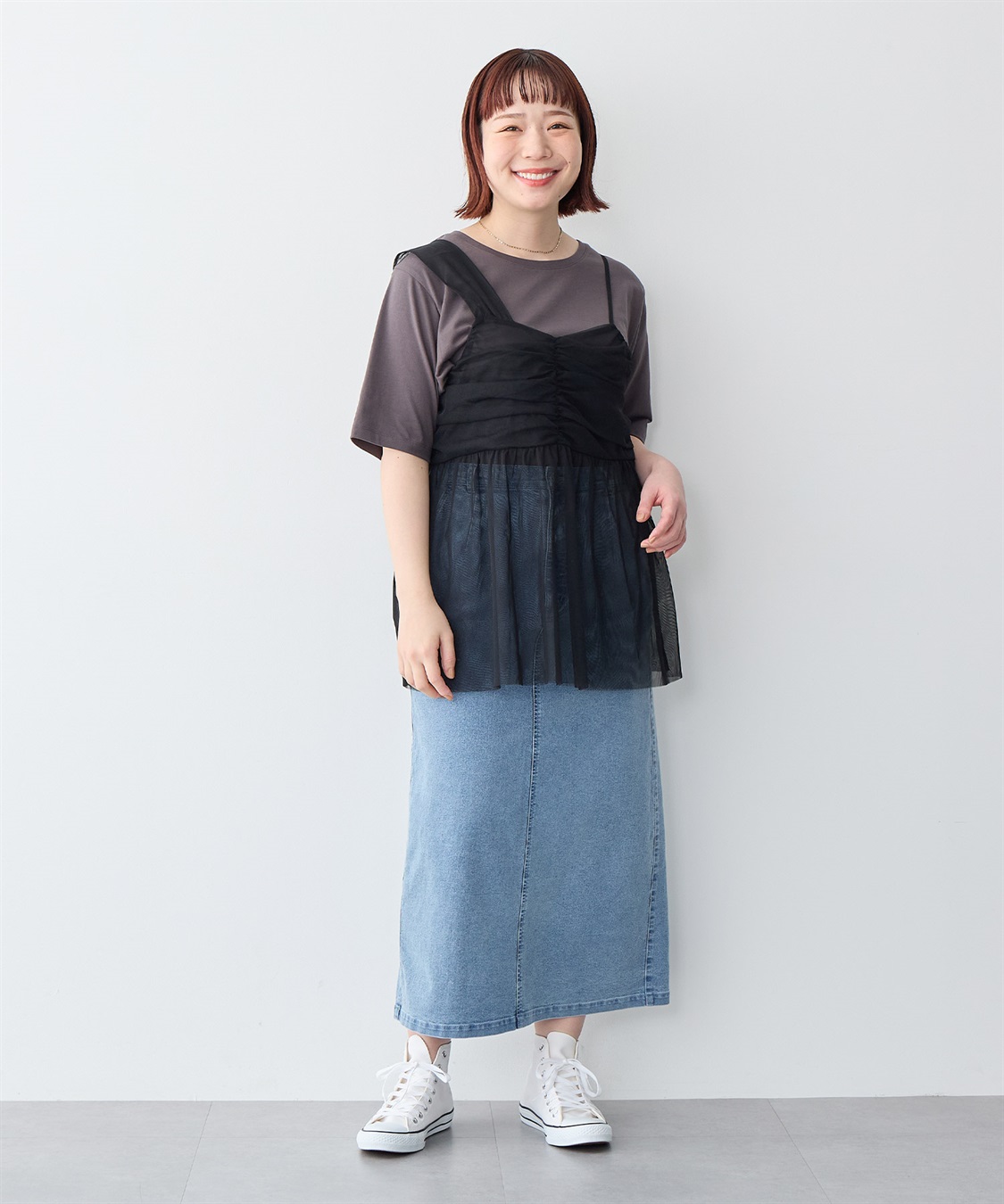 Life Style by cross marche 【anyfee/プラスサイズ】チュールアシンメトリーデザインキャミソール_sub_6