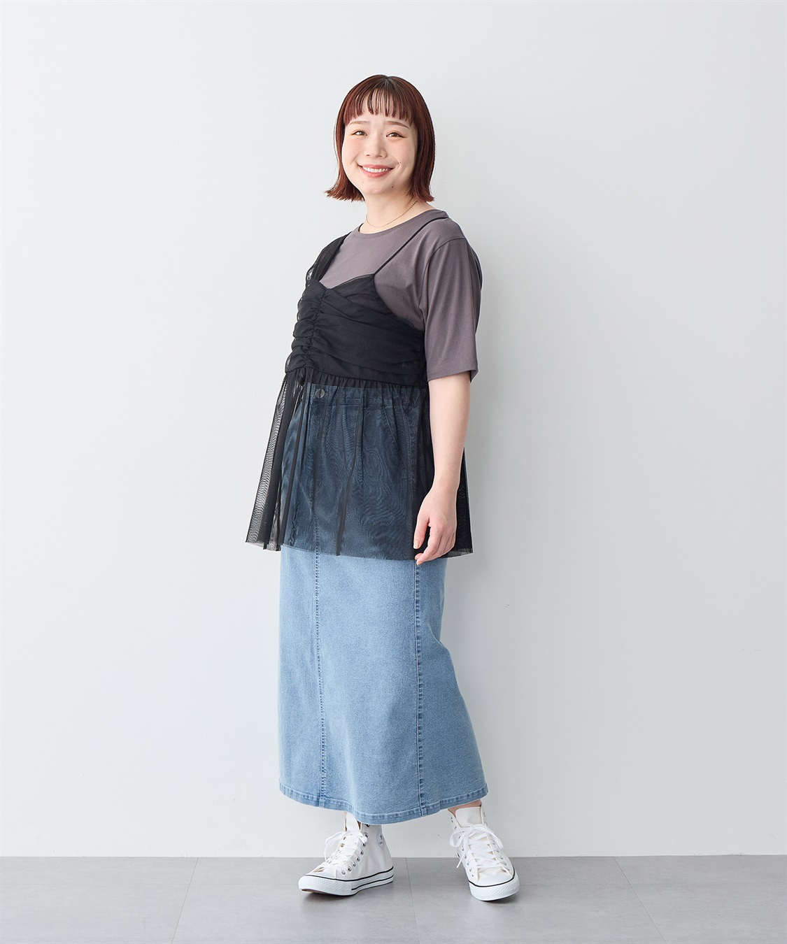 Life Style by cross marche 【anyfee/プラスサイズ】チュールアシンメトリーデザインキャミソール_sub_7