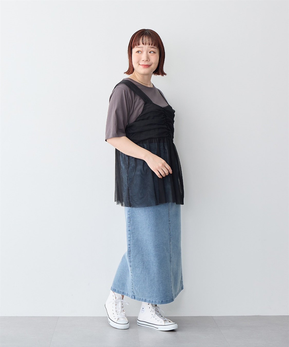 Life Style by cross marche 【anyfee/プラスサイズ】チュールアシンメトリーデザインキャミソール_sub_8