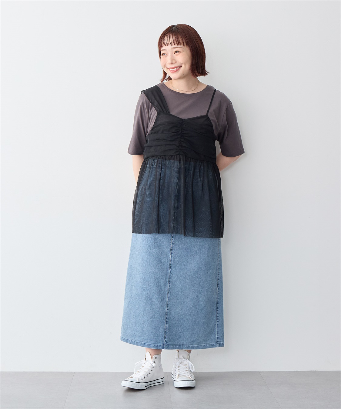 Life Style by cross marche 【anyfee/プラスサイズ】チュールアシンメトリーデザインキャミソール_sub_9