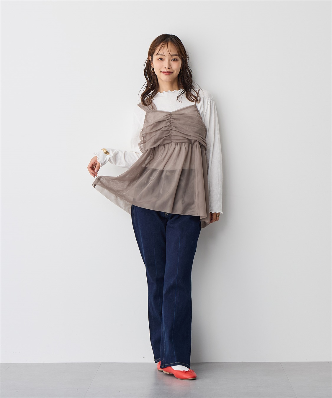 Life Style by cross marche 【anyfee/プラスサイズ】チュールアシンメトリーデザインキャミソール_sub_11