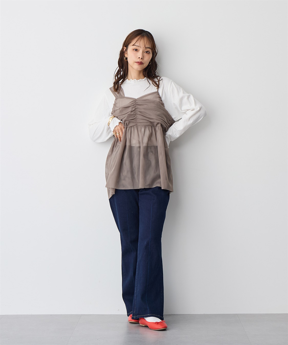 Life Style by cross marche 【anyfee/プラスサイズ】チュールアシンメトリーデザインキャミソール_sub_13