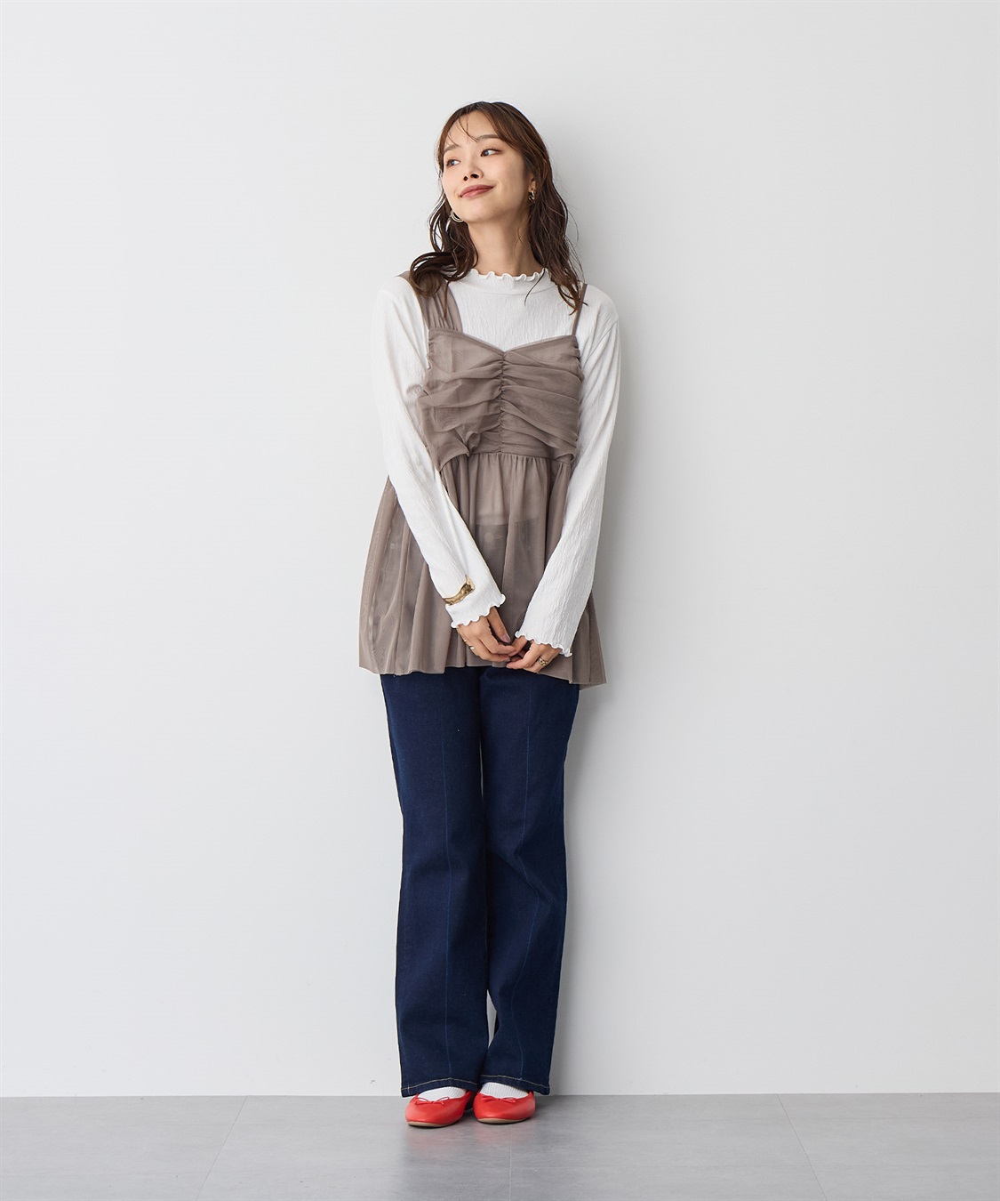 Life Style by cross marche 【anyfee/プラスサイズ】チュールアシンメトリーデザインキャミソール_sub_14