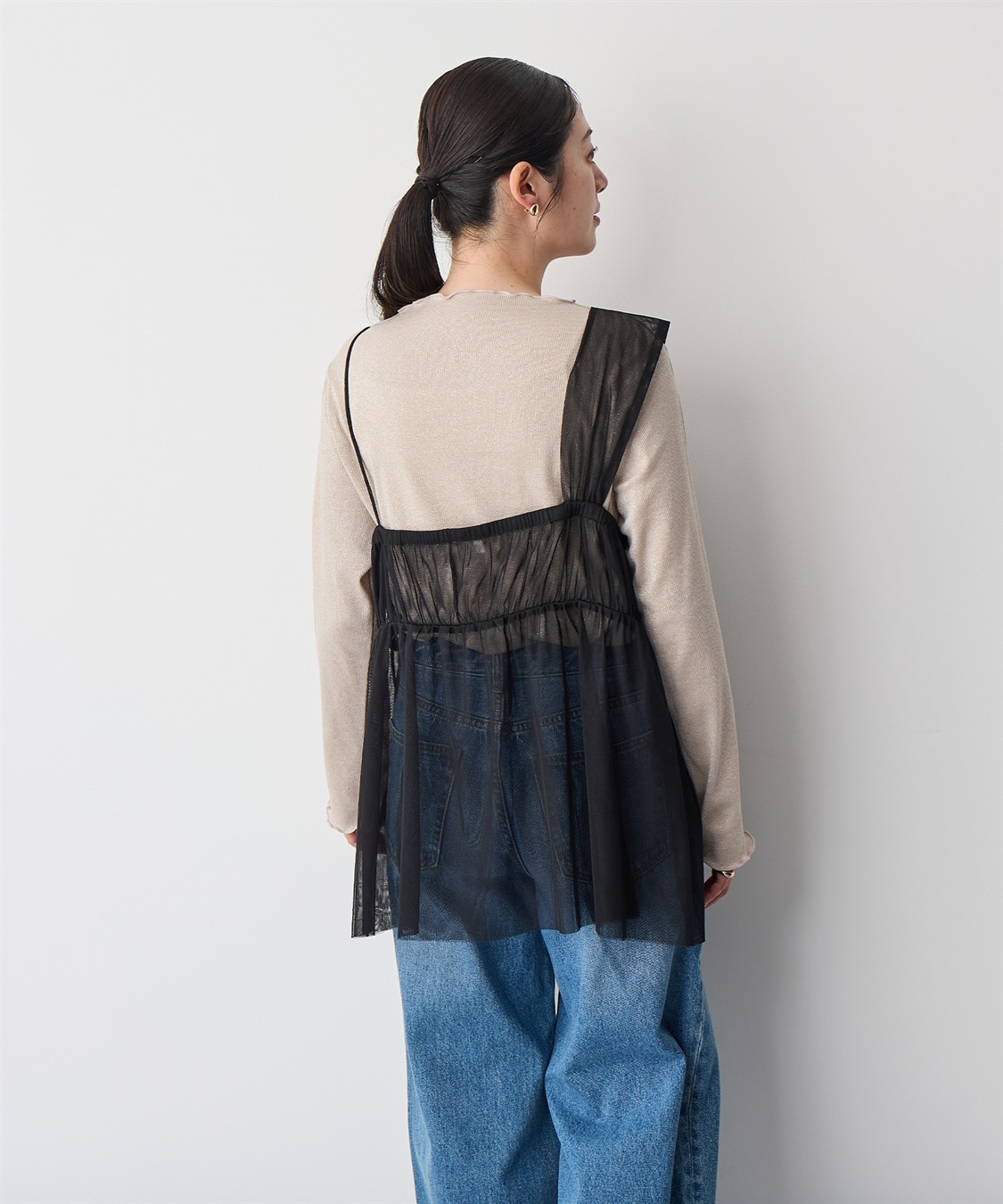 Life Style by cross marche 【anyfee/プラスサイズ】チュールアシンメトリーデザインキャミソール_sub_16