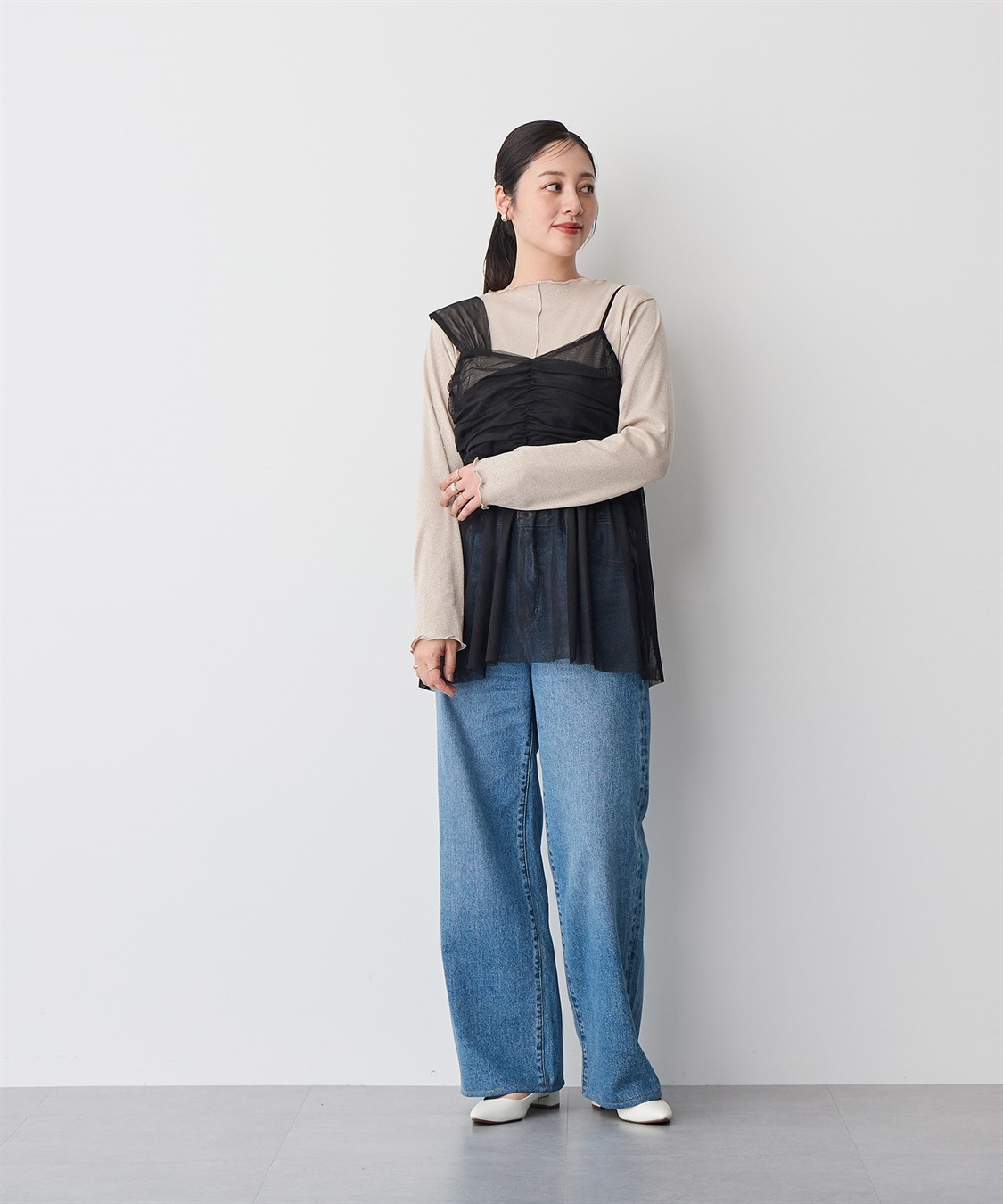 Life Style by cross marche 【anyfee/プラスサイズ】チュールアシンメトリーデザインキャミソール_sub_18