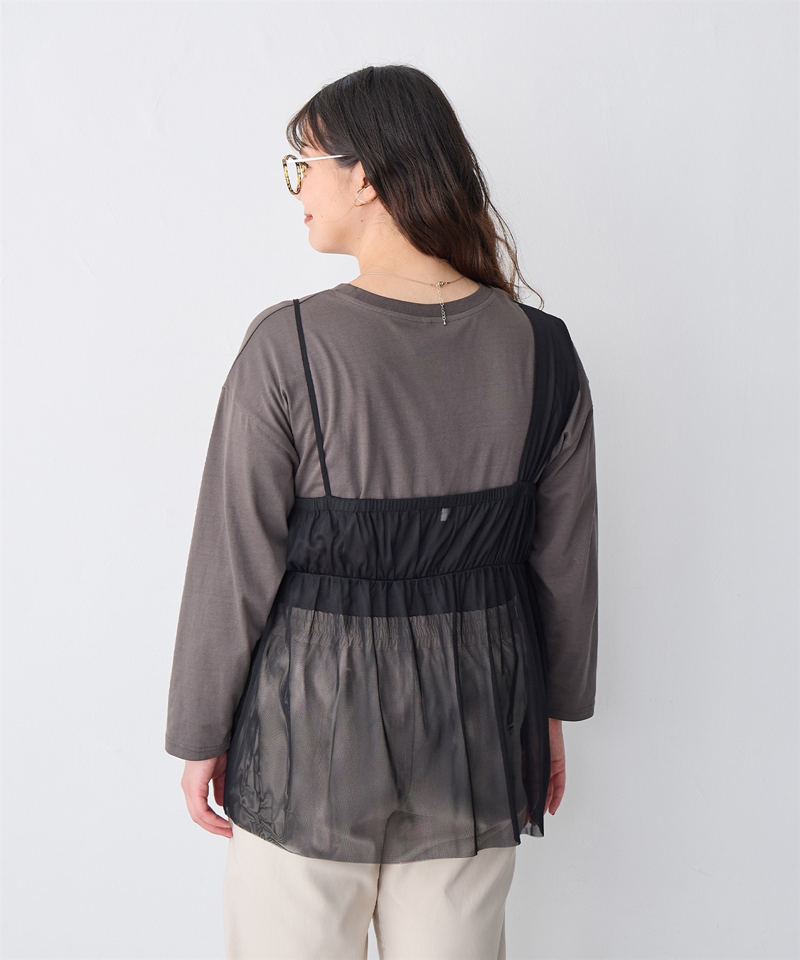 Life Style by cross marche 【anyfee/プラスサイズ】チュールアシンメトリーデザインキャミソール_sub_21