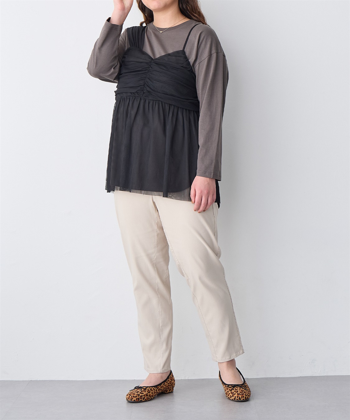 Life Style by cross marche 【anyfee/プラスサイズ】チュールアシンメトリーデザインキャミソール_sub_22