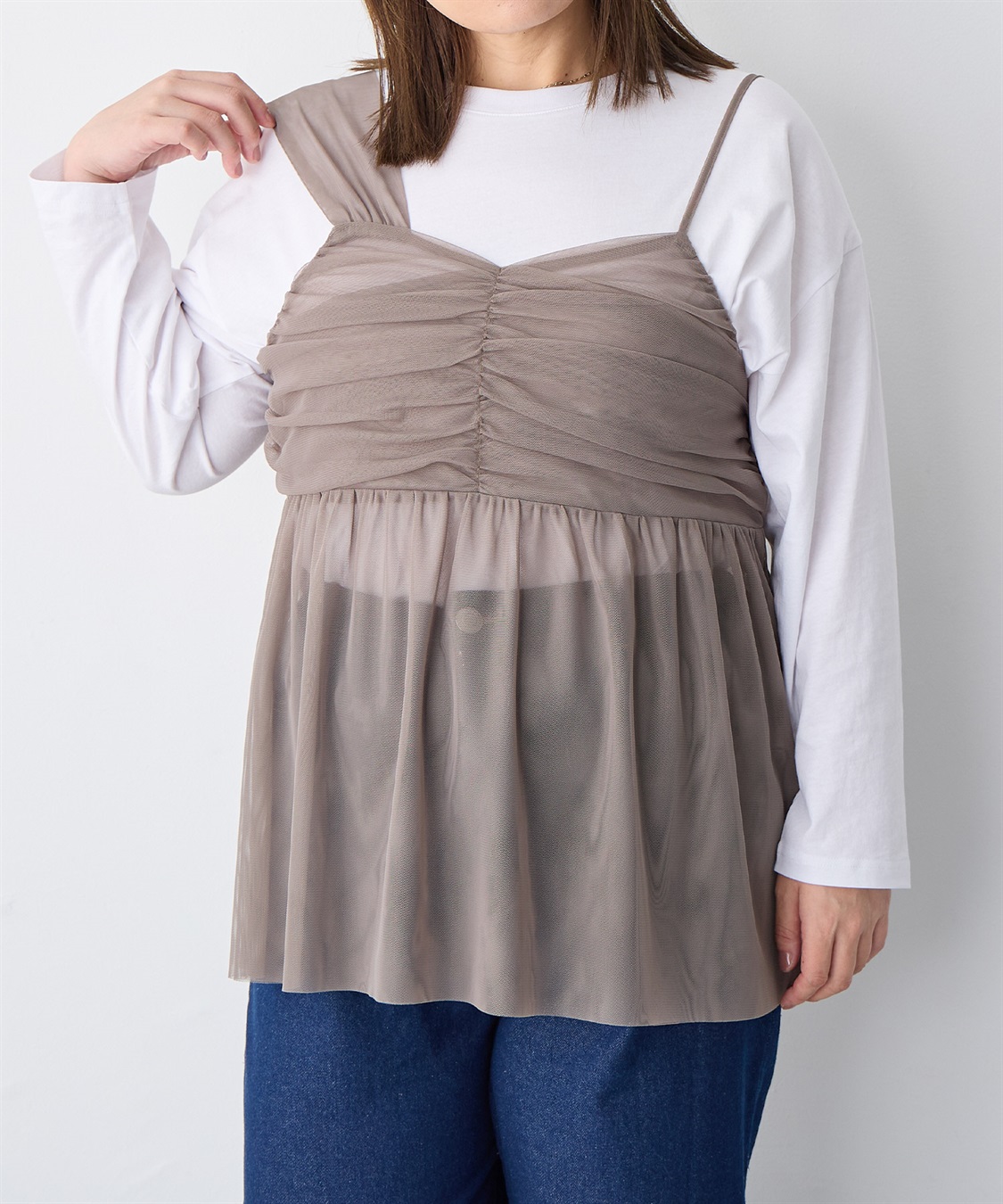 Life Style by cross marche 【anyfee/プラスサイズ】チュールアシンメトリーデザインキャミソール_sub_23