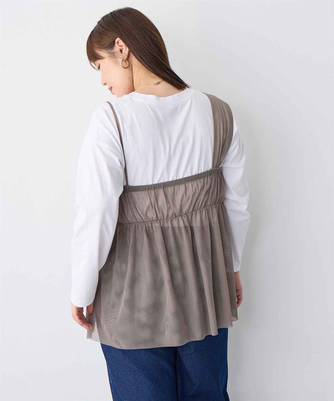 Life Style by cross marche 【anyfee/プラスサイズ】チュールアシンメトリーデザインキャミソール_sub_24