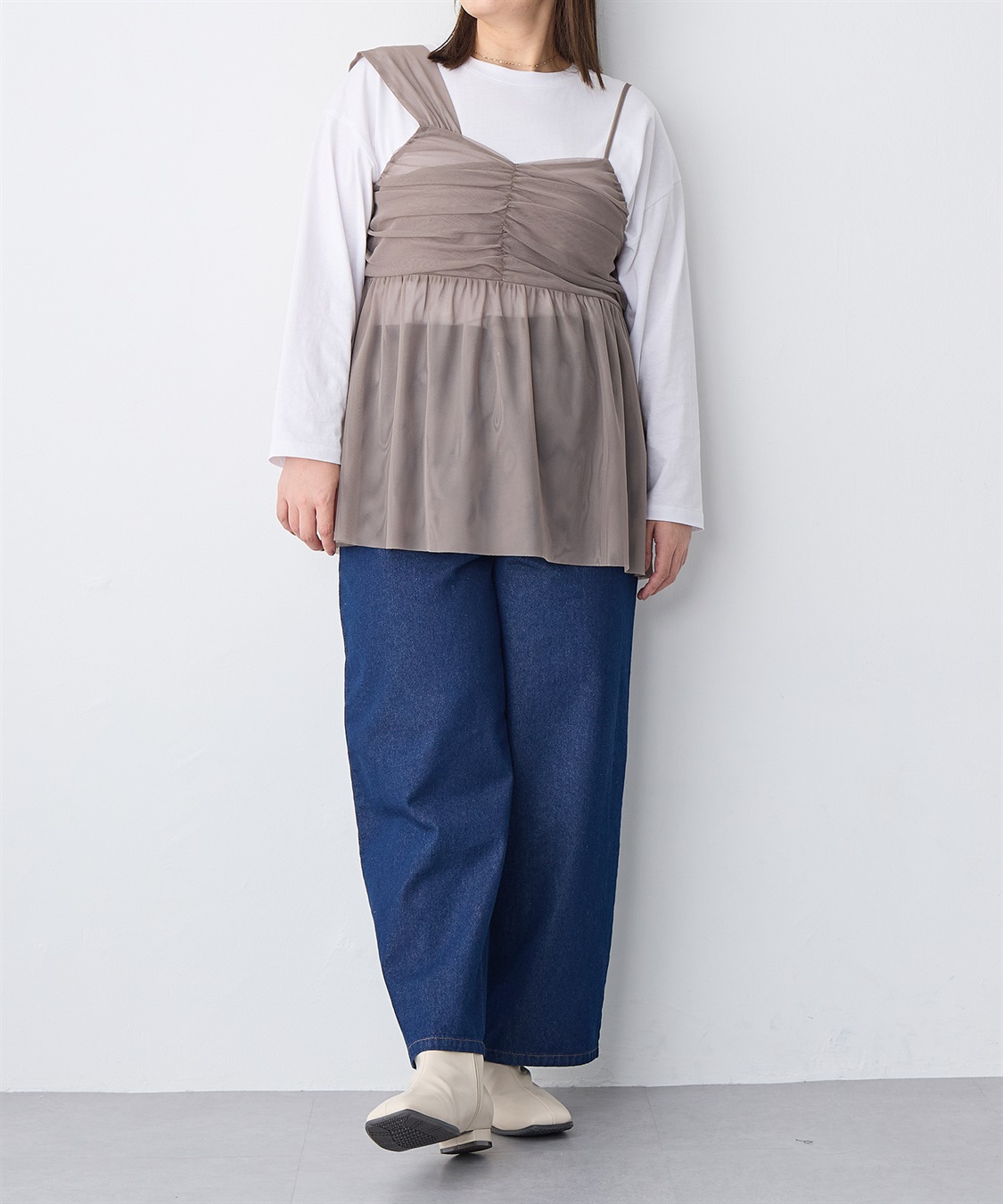 Life Style by cross marche 【anyfee/プラスサイズ】チュールアシンメトリーデザインキャミソール_sub_25