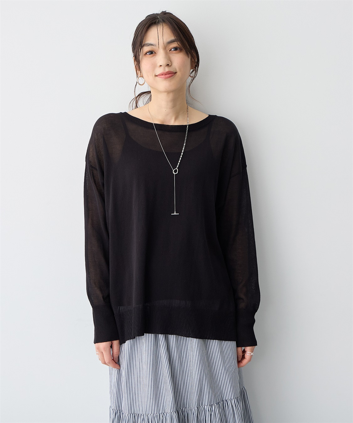 anyfee 【anyfee/プラスサイズ】シアーニットプルオーバー（新色追加）《接触冷感》_sub_3