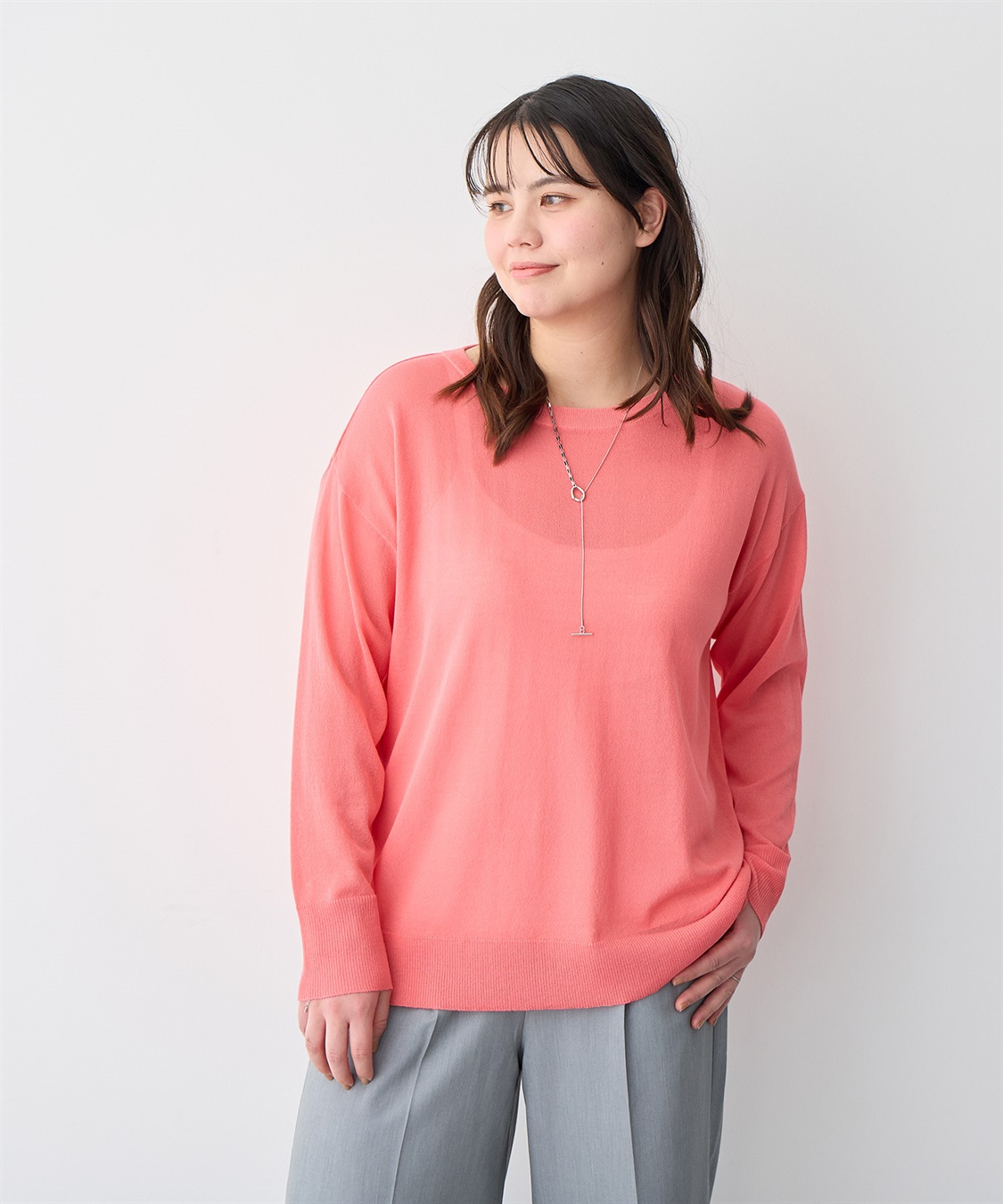 anyfee 【anyfee/プラスサイズ】シアーニットプルオーバー（新色追加）《接触冷感》_sub_5