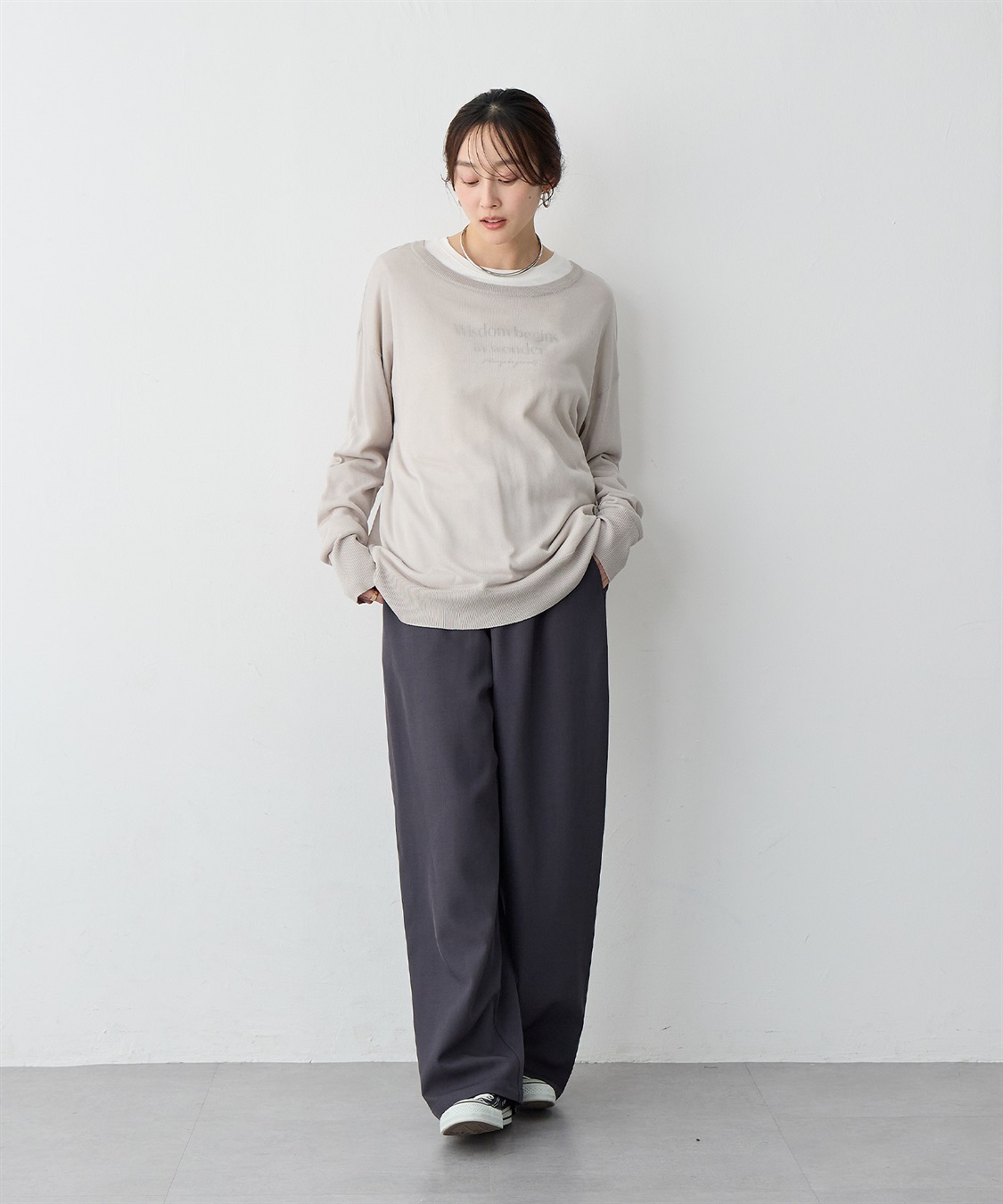 anyfee 【anyfee/プラスサイズ】シアーニットプルオーバー（新色追加）《接触冷感》_sub_6