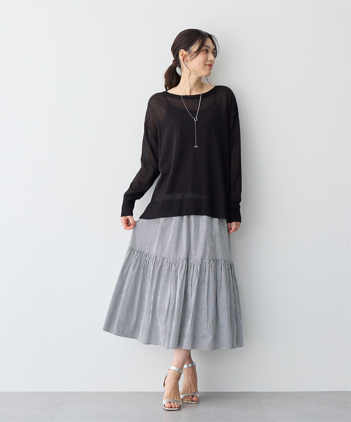 anyfee 【anyfee/プラスサイズ】シアーニットプルオーバー（新色追加）《接触冷感》_sub_12