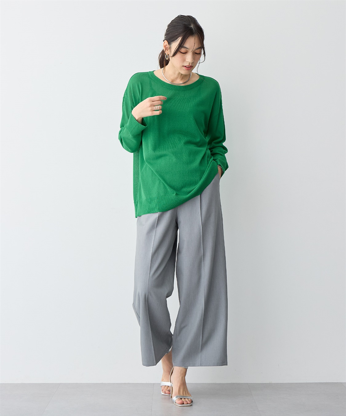 anyfee 【anyfee/プラスサイズ】シアーニットプルオーバー（新色追加）《接触冷感》_sub_14