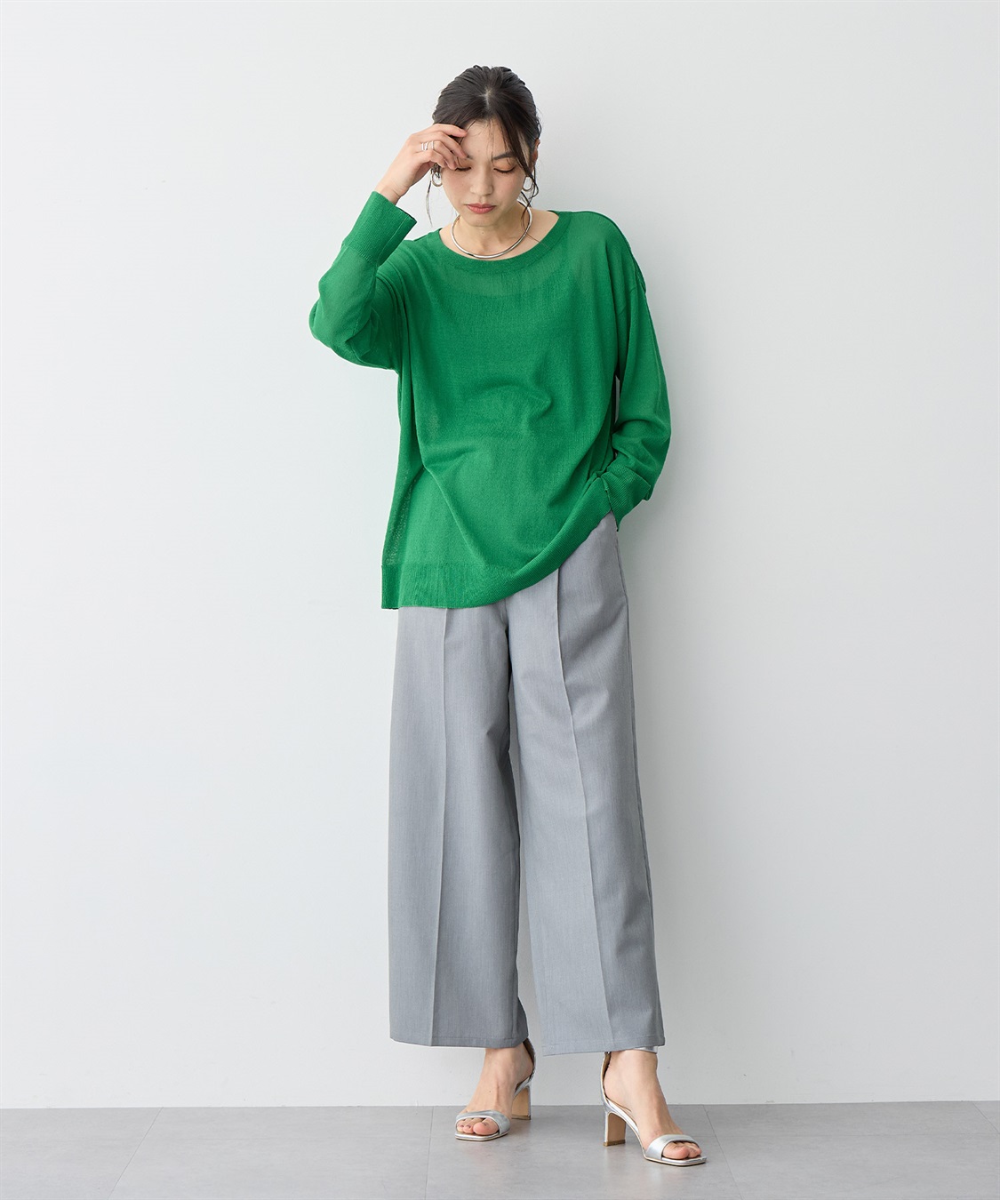 anyfee 【anyfee/プラスサイズ】シアーニットプルオーバー（新色追加）《接触冷感》_sub_15