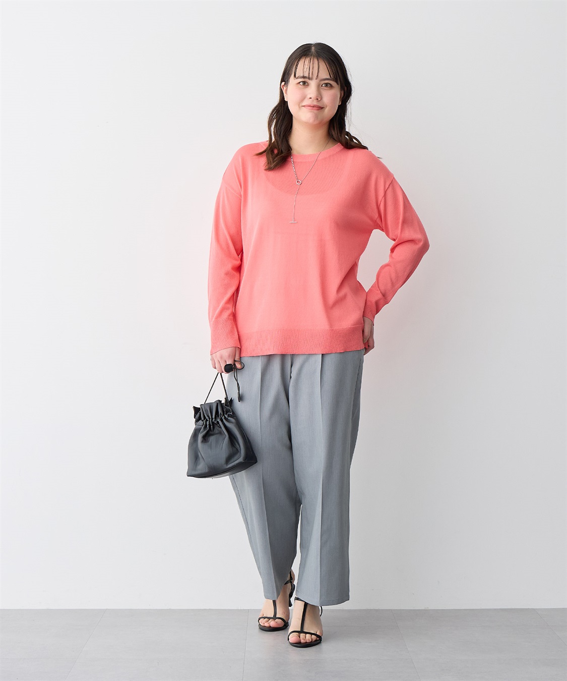 anyfee 【anyfee/プラスサイズ】シアーニットプルオーバー（新色追加）《接触冷感》_sub_16