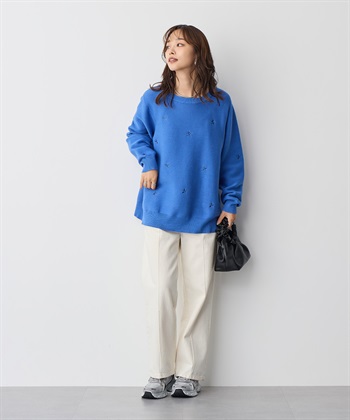 Life Style by cross marche 【anyfee/プラスサイズ】星柄刺繍ニットプルオーバー_subthumb_1