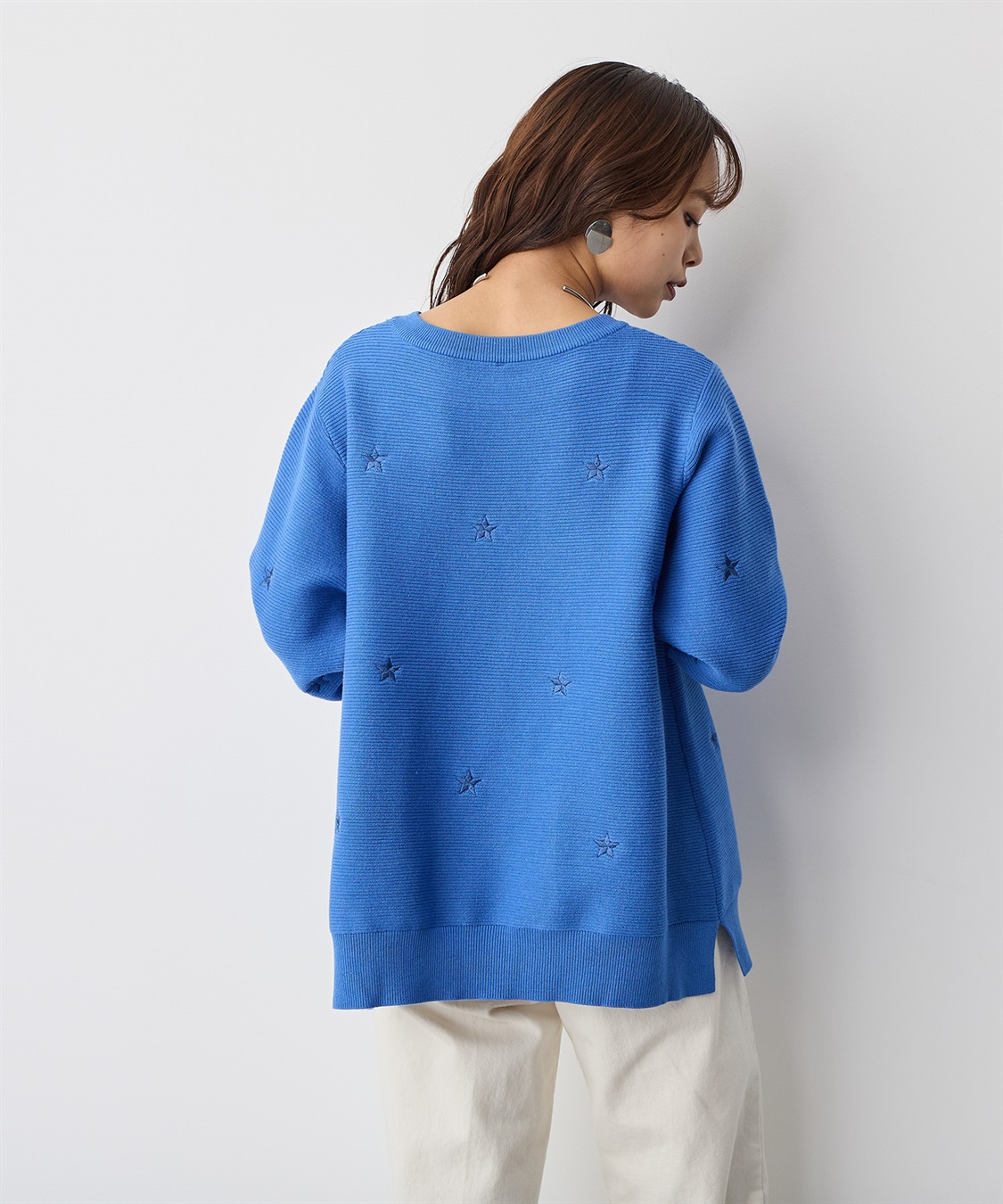Life Style by cross marche 【anyfee/プラスサイズ】星柄刺繍ニットプルオーバー_sub_6