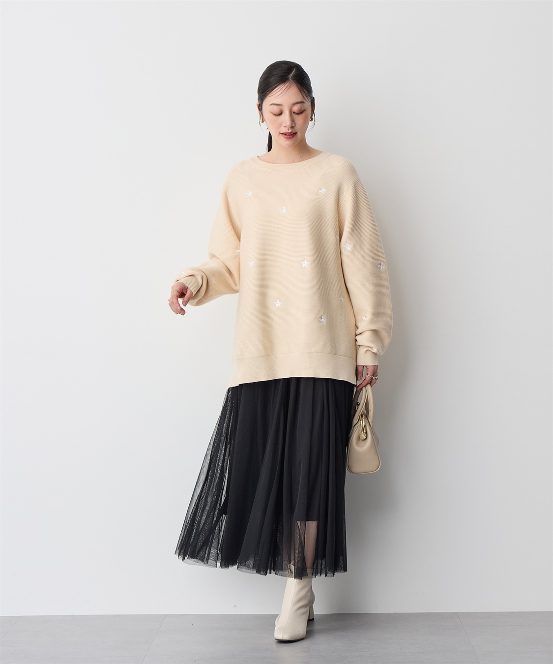 Life Style by cross marche 【anyfee/プラスサイズ】星柄刺繍ニットプルオーバー_sub_8