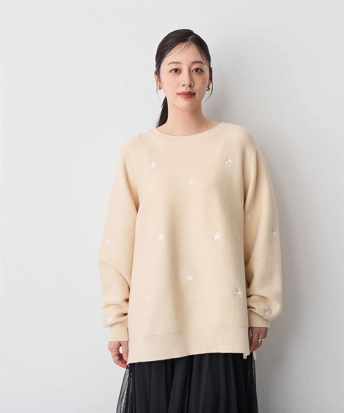 Life Style by cross marche 【anyfee/プラスサイズ】星柄刺繍ニットプルオーバー_sub_9