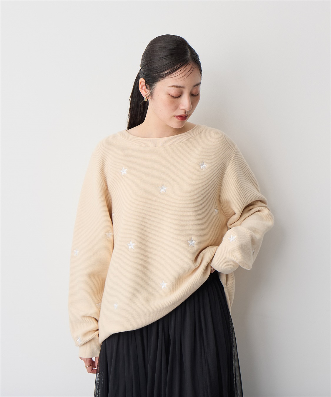 Life Style by cross marche 【anyfee/プラスサイズ】星柄刺繍ニットプルオーバー_sub_15