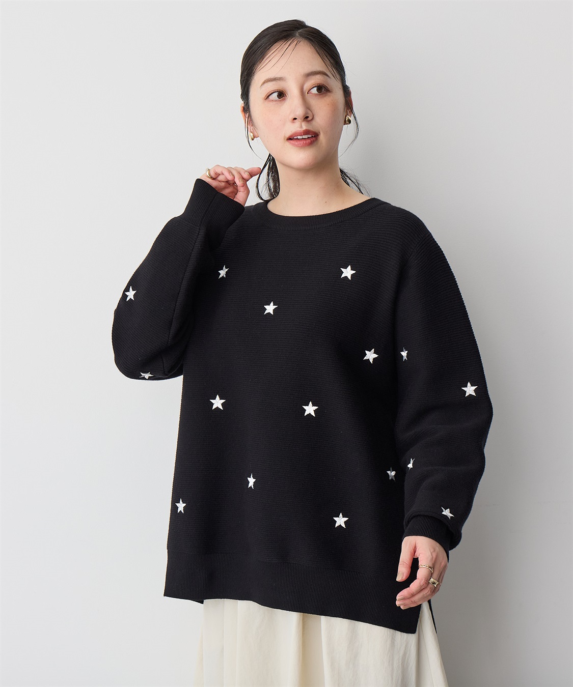 Life Style by cross marche 【anyfee/プラスサイズ】星柄刺繍ニットプルオーバー_sub_18