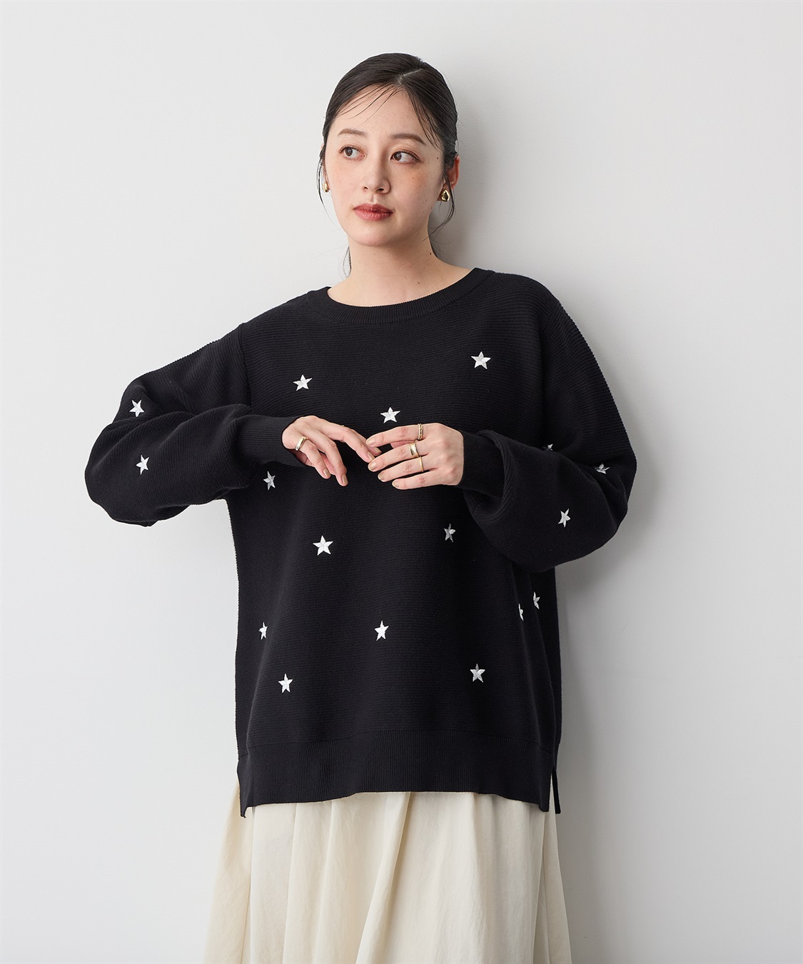 Life Style by cross marche 【anyfee/プラスサイズ】星柄刺繍ニットプルオーバー_sub_20