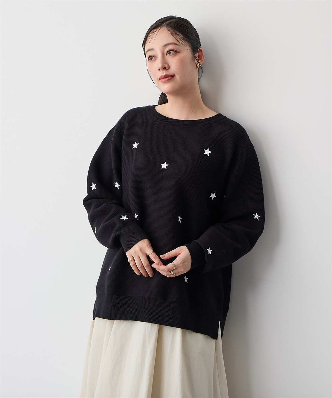 Life Style by cross marche 【anyfee/プラスサイズ】星柄刺繍ニットプルオーバー_sub_22