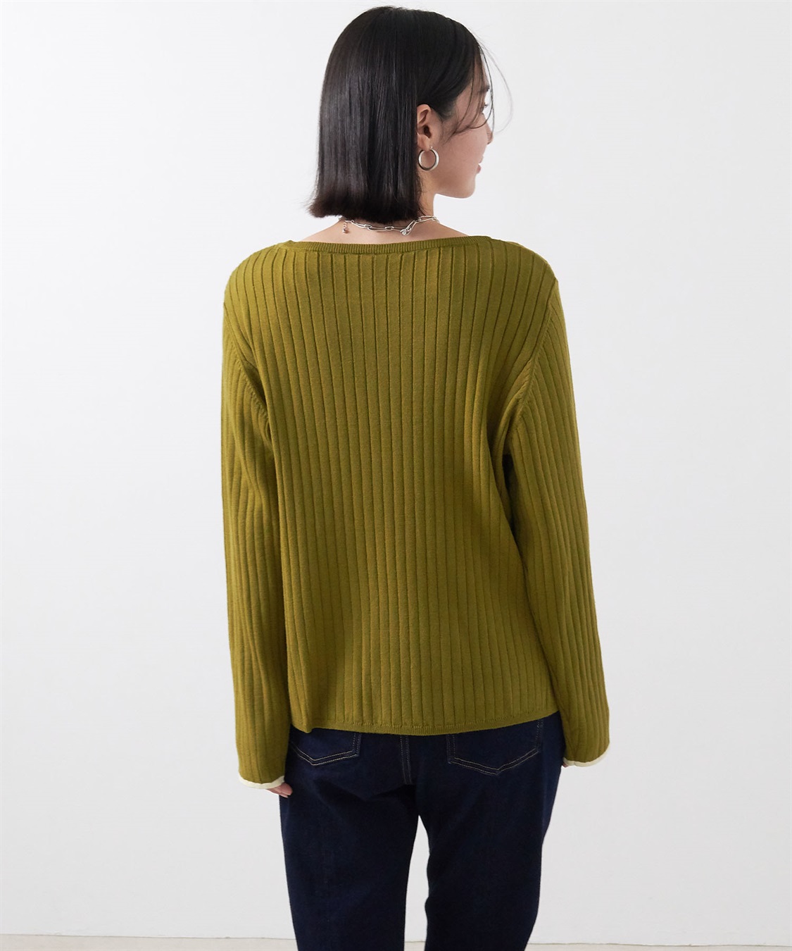 anyfee 【anyfee/大きいサイズ】もちっと袖配色リブニットプルオーバー◆新色追加◆_sub_6