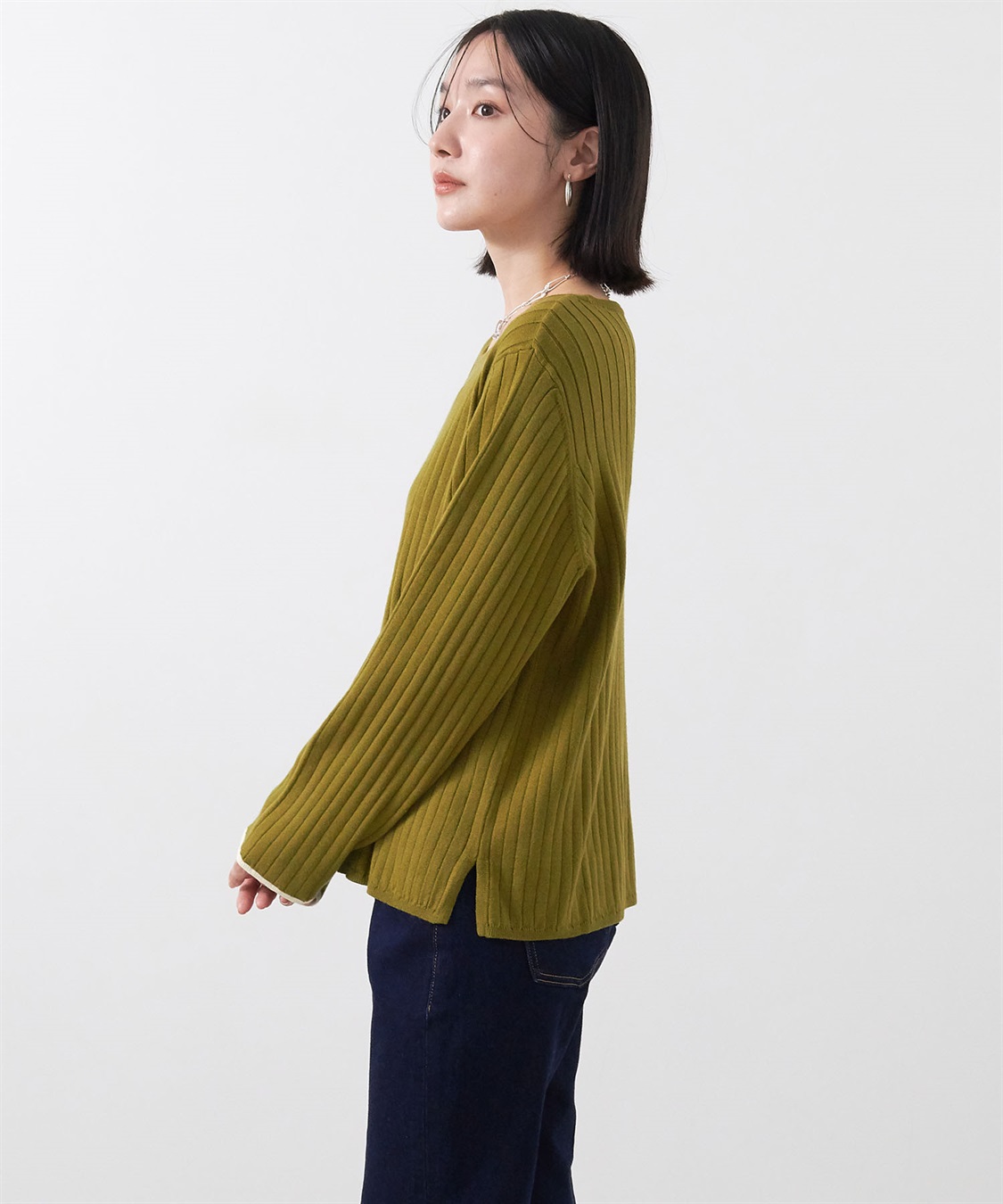 anyfee 【anyfee/大きいサイズ】もちっと袖配色リブニットプルオーバー◆新色追加◆_sub_7