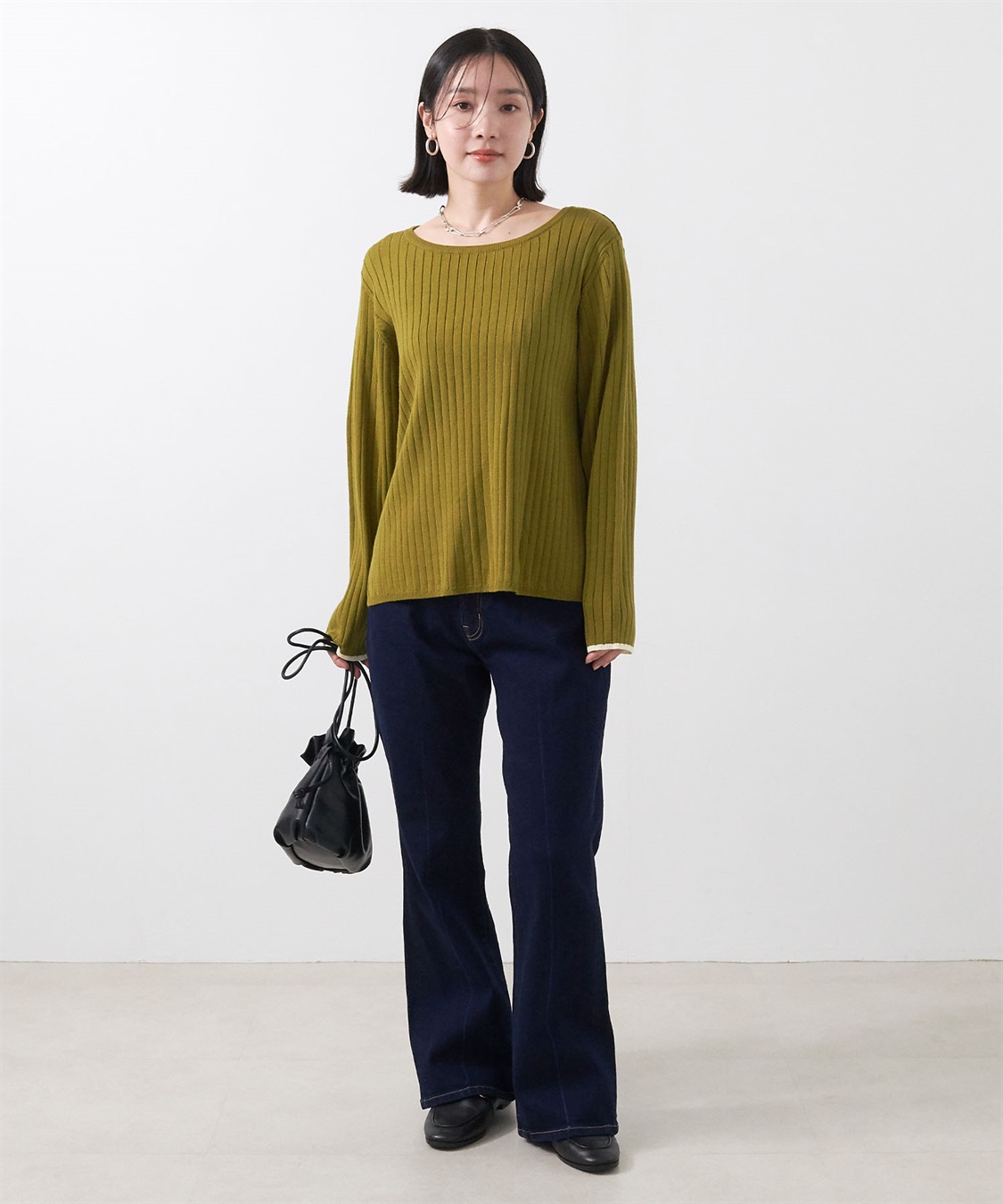 anyfee 【anyfee/大きいサイズ】もちっと袖配色リブニットプルオーバー◆新色追加◆_sub_8