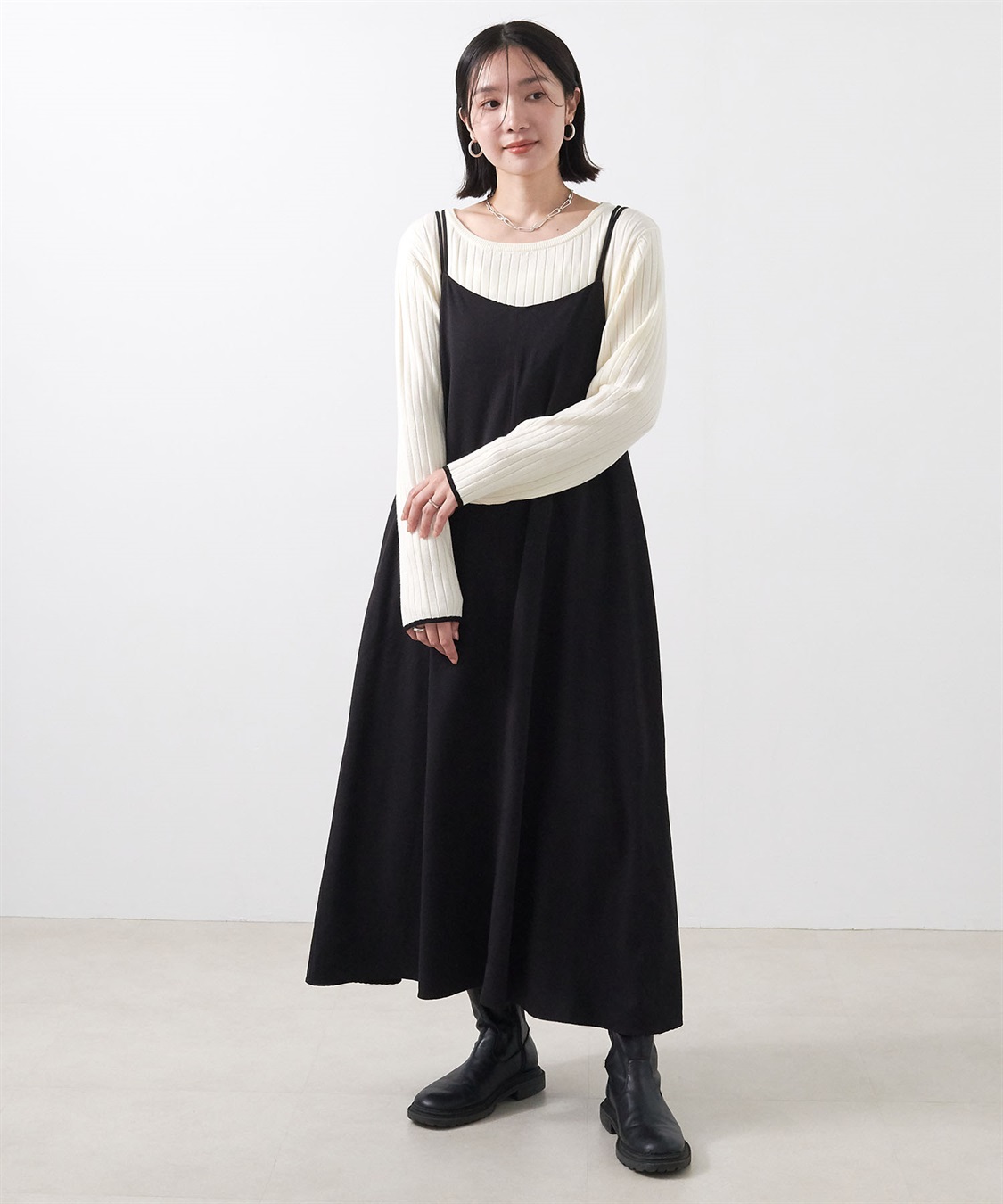 anyfee 【anyfee/大きいサイズ】もちっと袖配色リブニットプルオーバー◆新色追加◆_sub_13