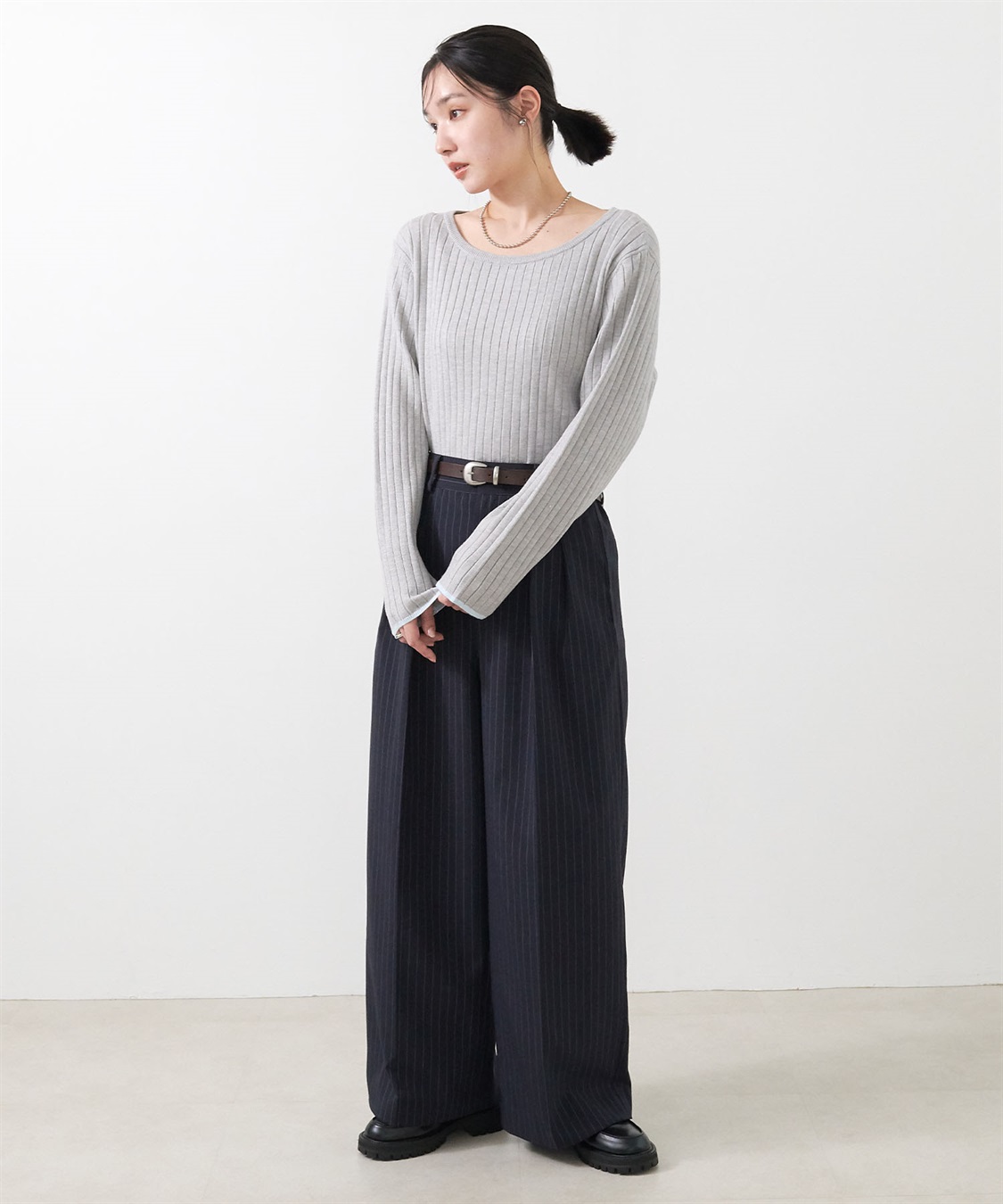 anyfee 【anyfee/大きいサイズ】もちっと袖配色リブニットプルオーバー◆新色追加◆_sub_22