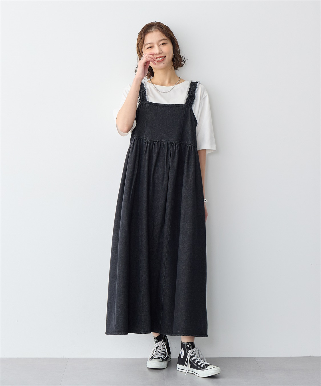 anyfee 【anyfee/プラスサイズ】フリンジデザインデニムジャンスカ_sub_3