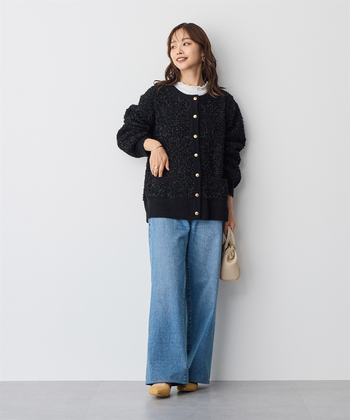 Life Style by cross marche 【anyfee/プラスサイズ】リボンヤーンニットカーディガン_sub_7