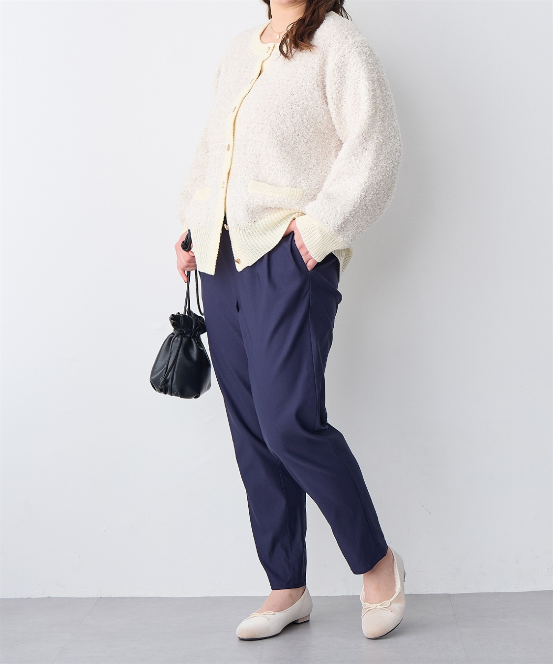 Life Style by cross marche 【anyfee/プラスサイズ】リボンヤーンニットカーディガン_sub_16