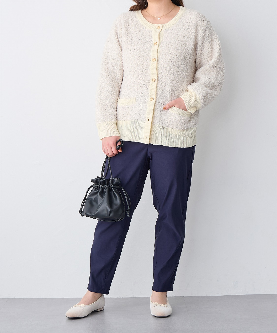 Life Style by cross marche 【anyfee/プラスサイズ】リボンヤーンニットカーディガン_sub_17