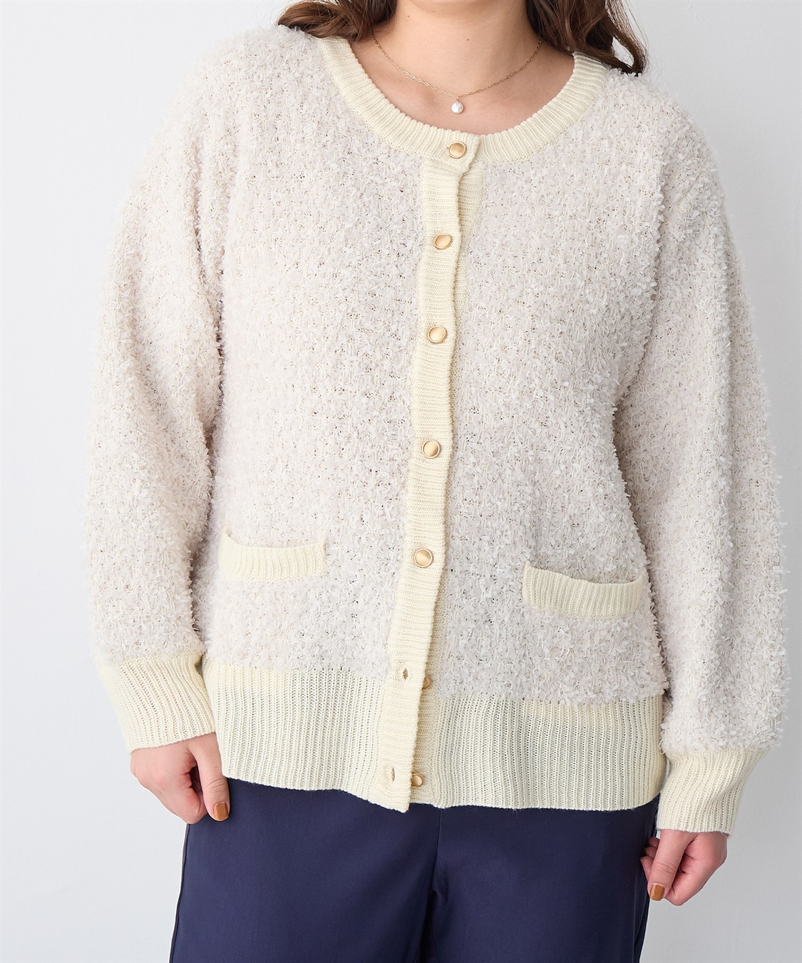 Life Style by cross marche 【anyfee/プラスサイズ】リボンヤーンニットカーディガン_sub_18