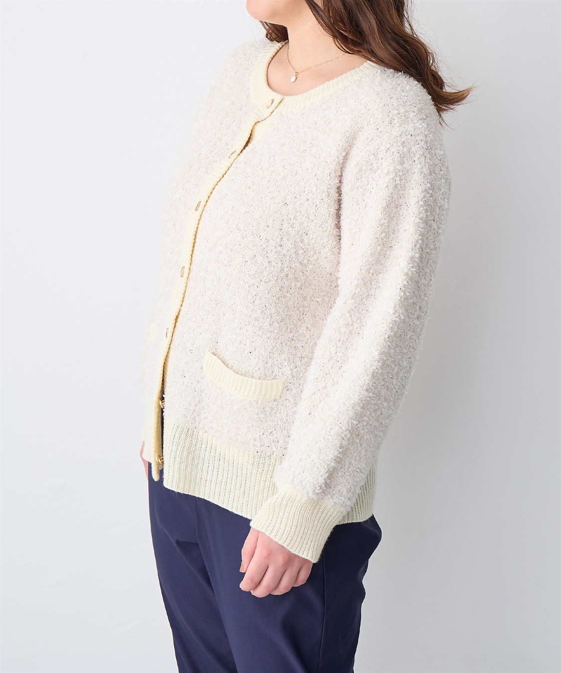 Life Style by cross marche 【anyfee/プラスサイズ】リボンヤーンニットカーディガン_sub_19