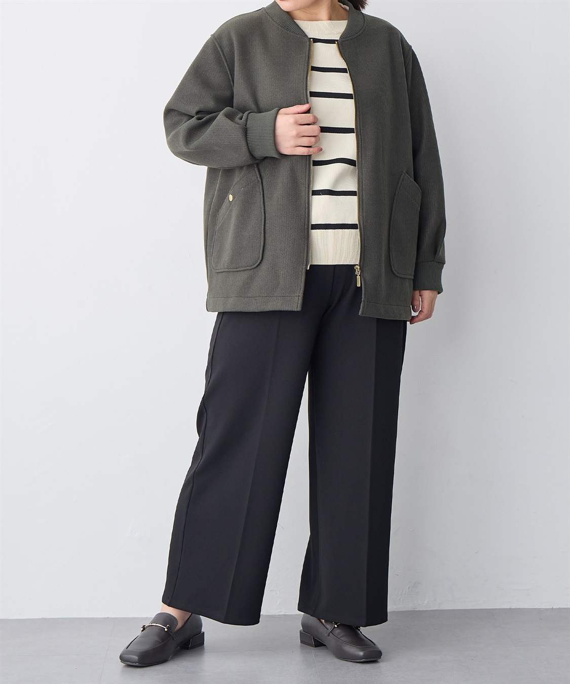 anyfee 【anyfee/プラスサイズ】オーバーサイズニットブルゾン_sub_13