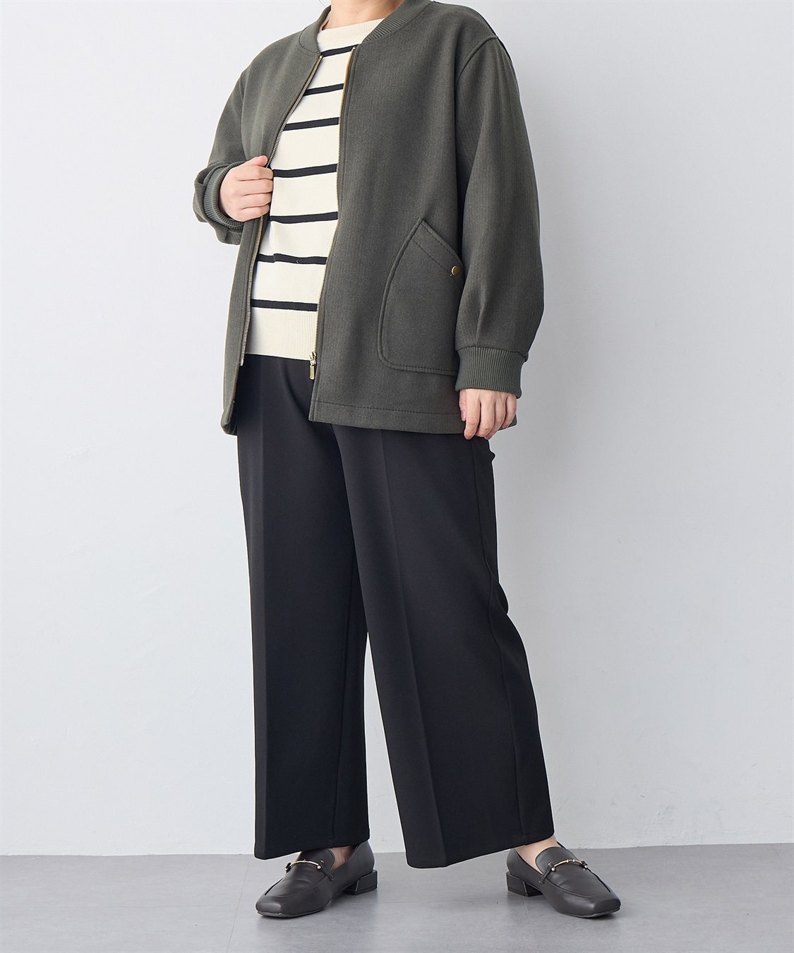 anyfee 【anyfee/プラスサイズ】オーバーサイズニットブルゾン_sub_14