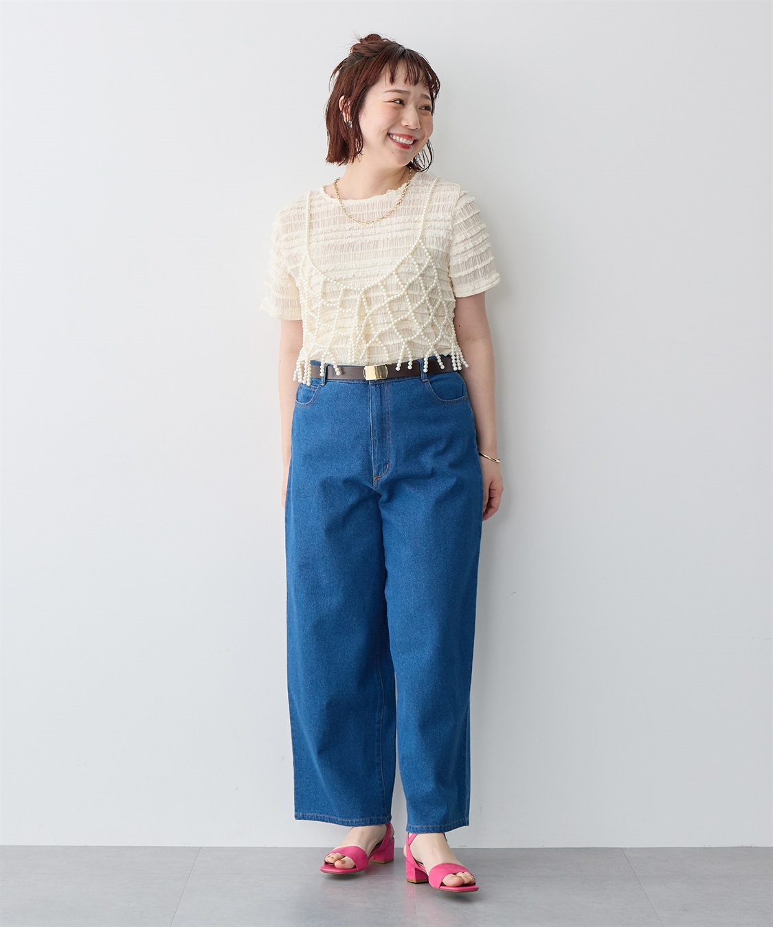 Life Style by cross marche 【anyfee/プラスサイズ】デニムワイドパンツ_sub_3