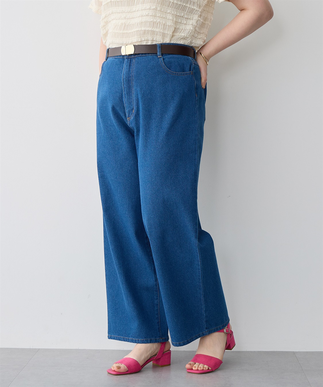 Life Style by cross marche 【anyfee/プラスサイズ】デニムワイドパンツ_sub_4