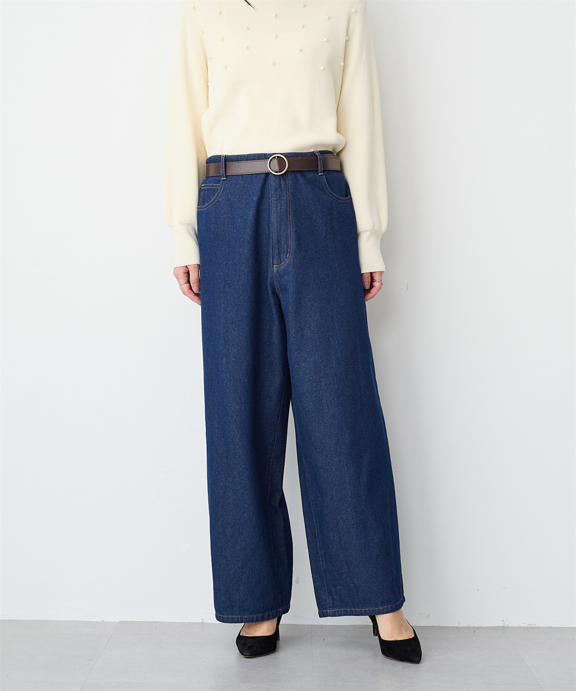 Life Style by cross marche 【anyfee/プラスサイズ】デニムワイドパンツ_sub_6