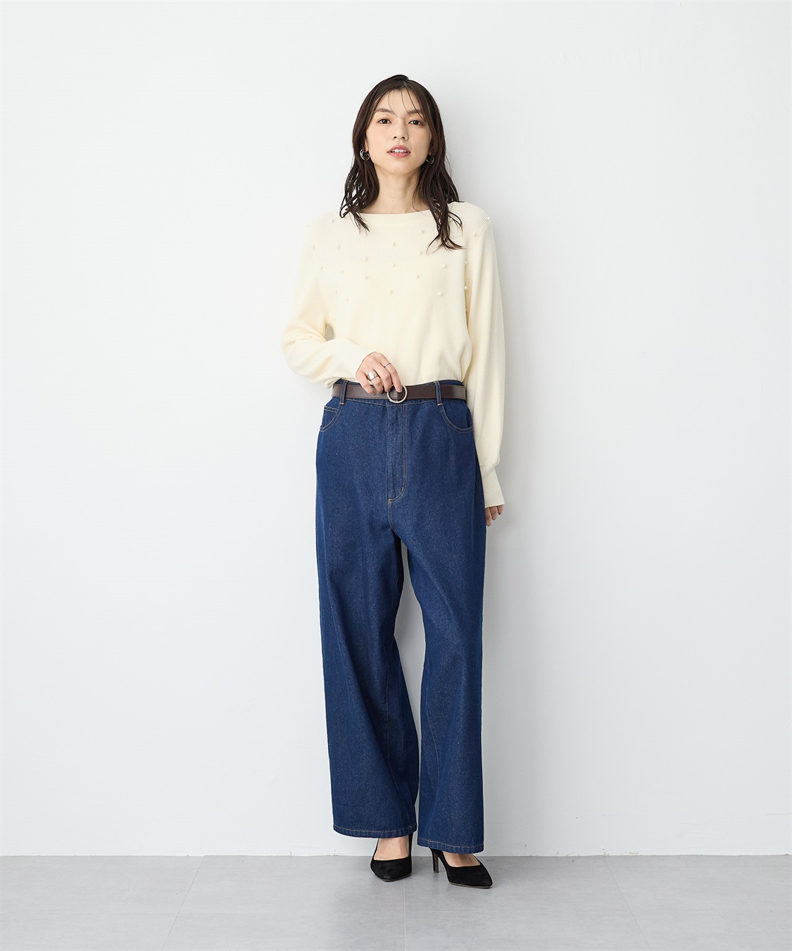 Life Style by cross marche 【anyfee/プラスサイズ】デニムワイドパンツ_sub_7