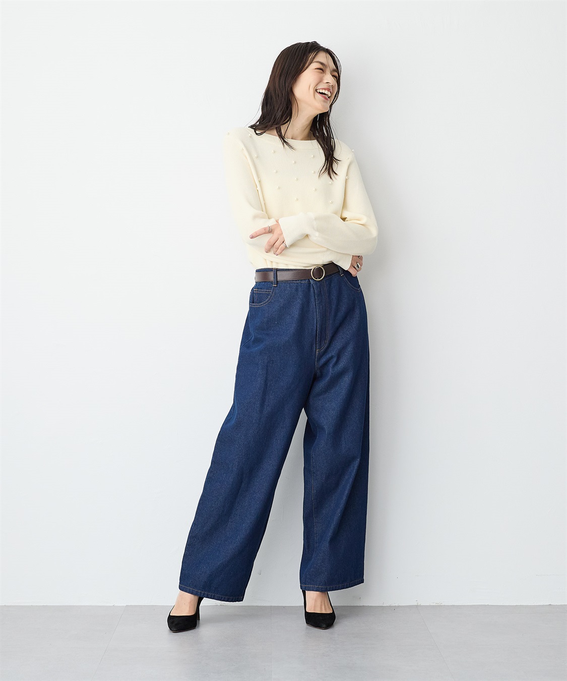 Life Style by cross marche 【anyfee/プラスサイズ】デニムワイドパンツ_sub_12